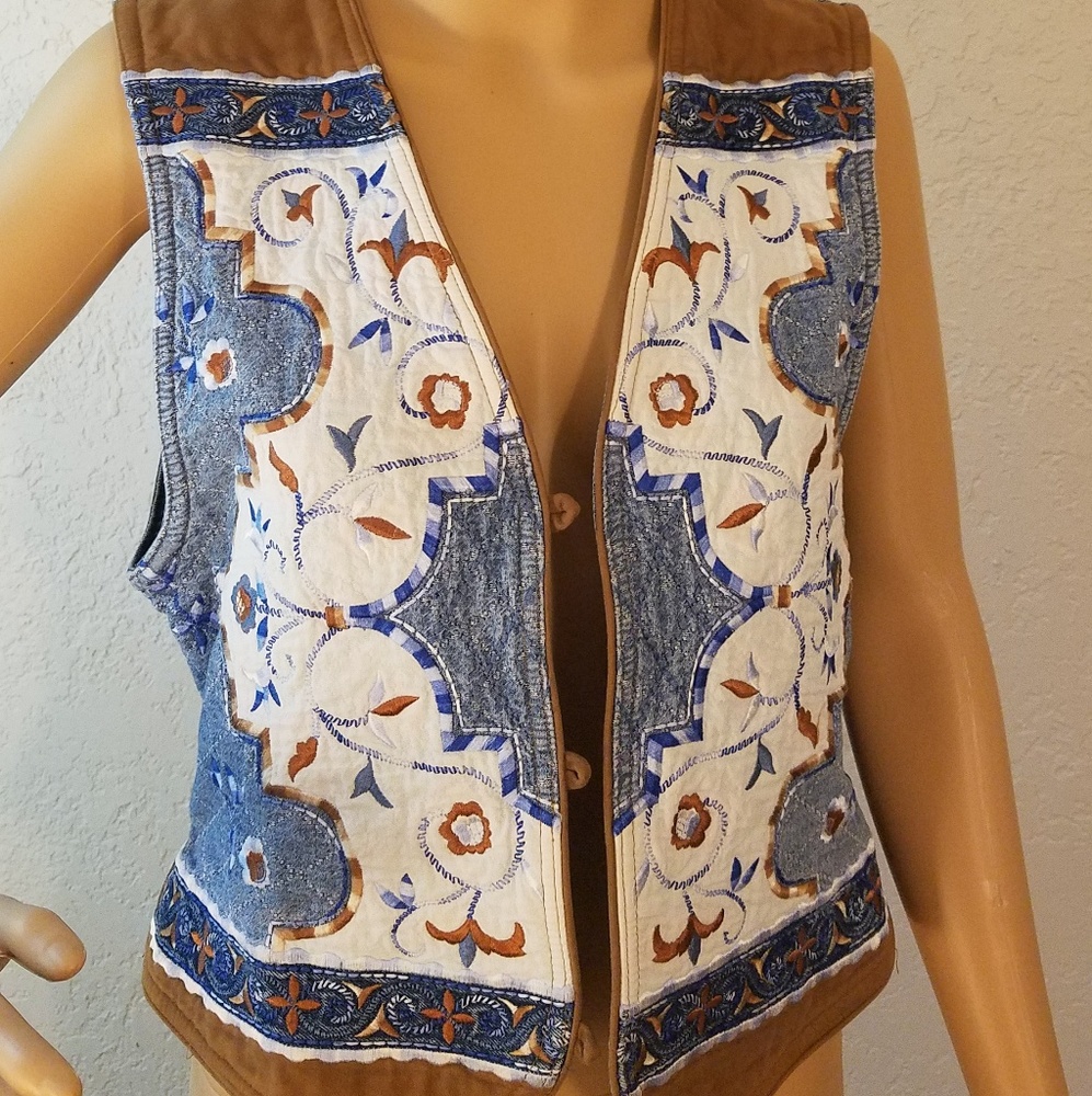 Embroidered Ropa Denim Vest by Hairston Roberson